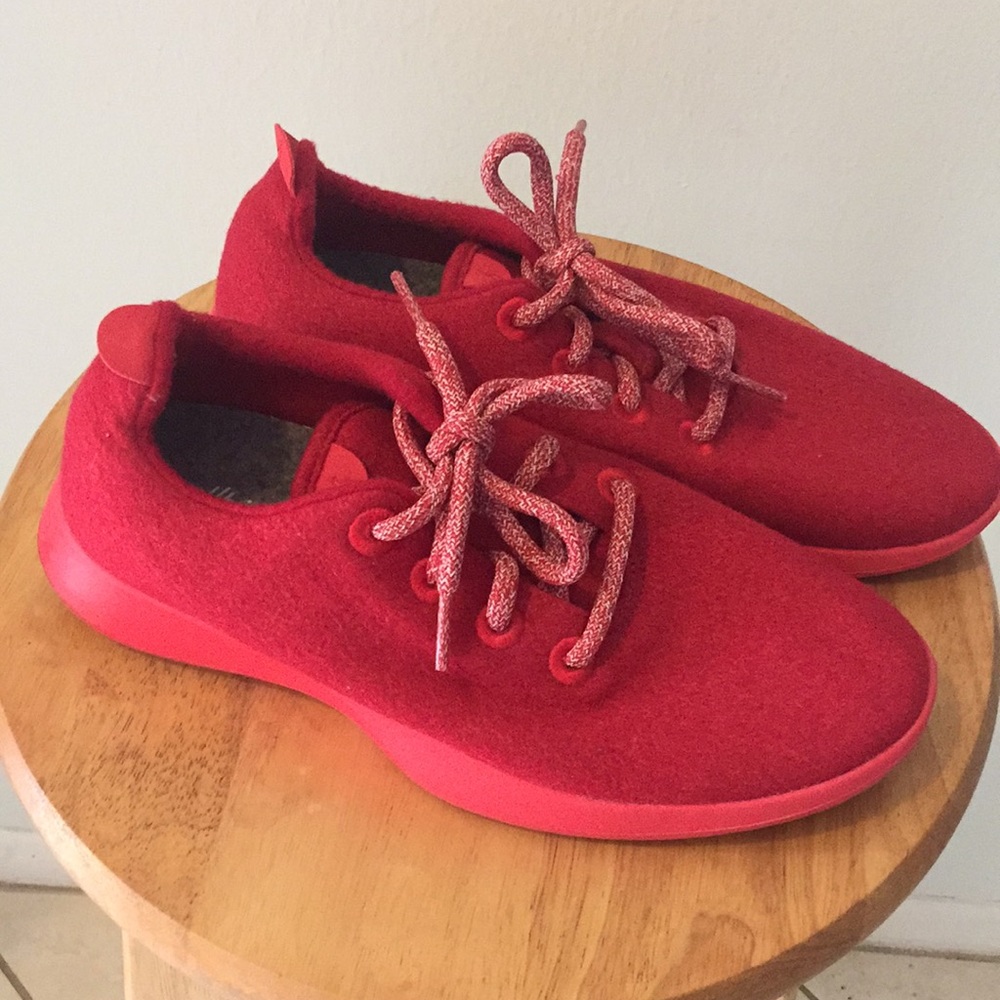 Red Allbirds wool runners limited edition Kea